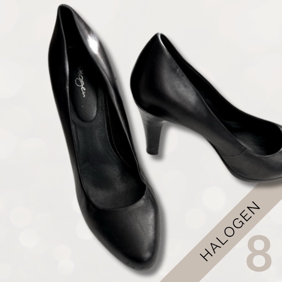 Halogen Black High Heels | Women's 8 | Classic Leather  3" Heel Closed Toe  Pump - Picture 3 of 5